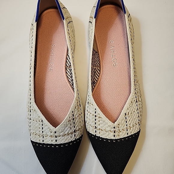 Rothy’s The Point Archive Pattern Moonlight Tweed Black Cream Loafer Flat Sz 8.5 - Picture 2 of 7
